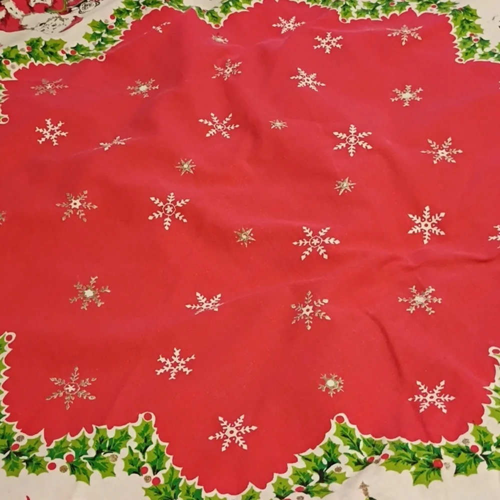 Holiday Tree Skirt with Santa and Christmas Patterns